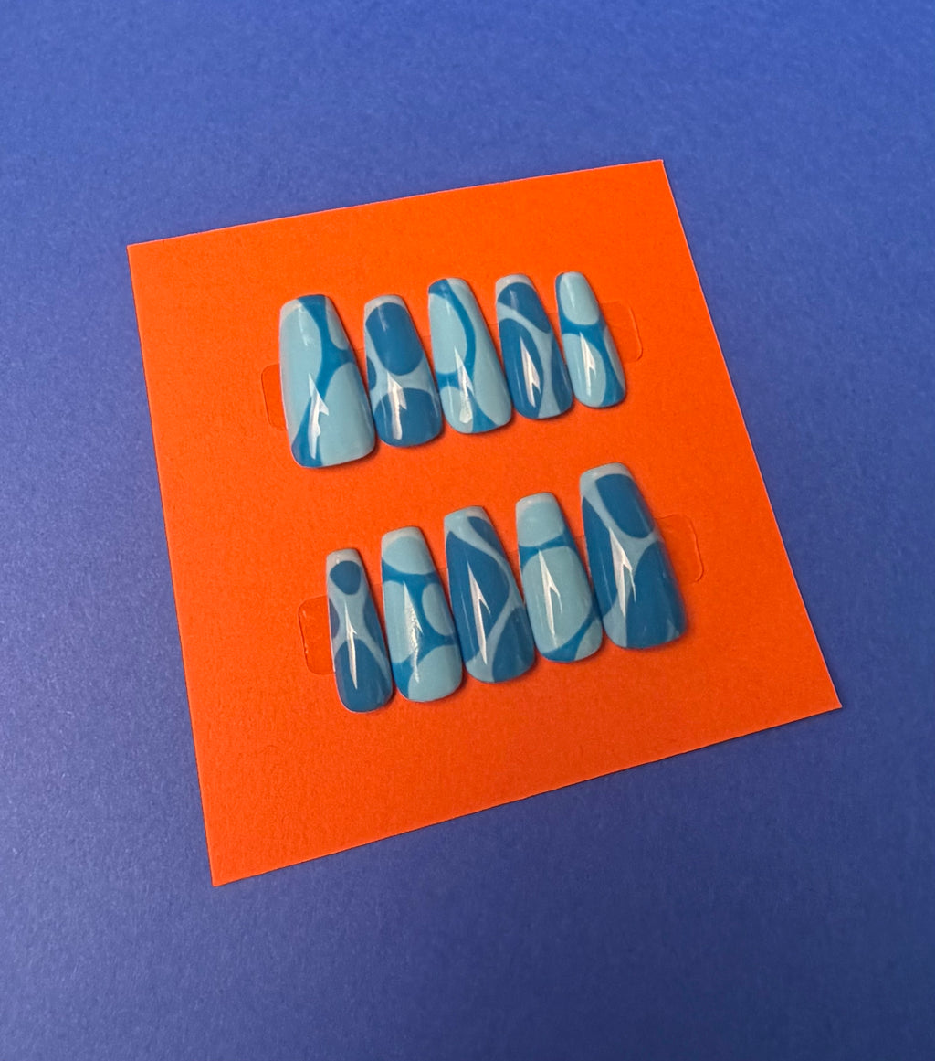 Blue Water Press on Nails